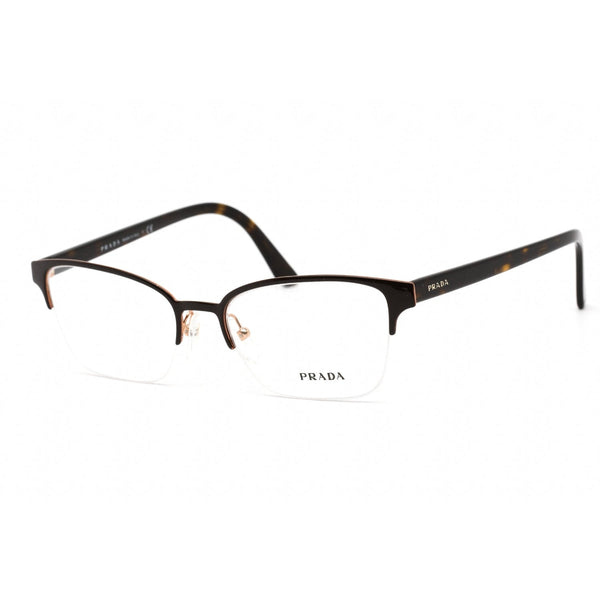 Prada PR 61XV Eyeglasses Top Brown Rose Gold/Clear demo lens-AmbrogioShoes