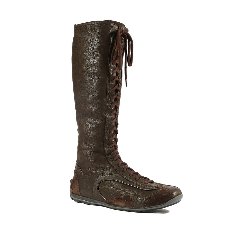 Prada Women's Shoes Tall Brown Leather Boots (PRW377)-AmbrogioShoes