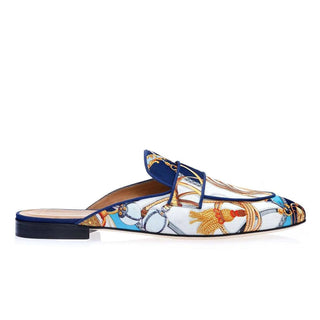 SUPERGLAMOUROUS Bolero Cavallerizza Men's Shoes Navy Satin Slipper Mules (SPGMS1014)-AmbrogioShoes