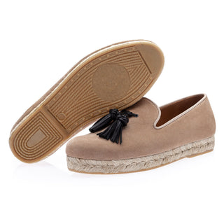SUPERGLAMOUROUS Brent Softy Men's Shoes Beige Suede Leather Rope Espadrilles Tassels Sneakers (SPGM1249)-AmbrogioShoes