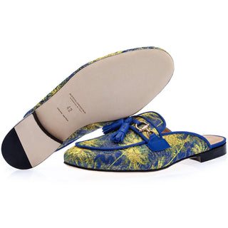 SUPERGLAMOUROUS Bruno Palmalurex Men's Shoes Multi Calf-Skin Leather Embroidered Canvas Mules (SPGM1242)-AmbrogioShoes