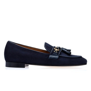 SUPERGLAMOUROUS Bruno Velukid Navy Suede Tassel Loafers (SPGMS1061)-AmbrogioShoes
