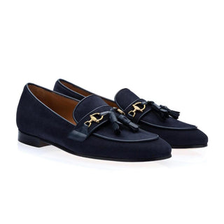 SUPERGLAMOUROUS Bruno Velukid Navy Suede Tassel Loafers (SPGMS1061)-AmbrogioShoes