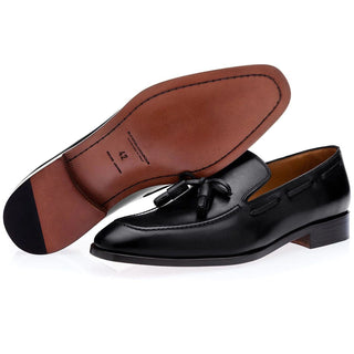 Super Glamourous Dalton Vintage Men's Shoes Black Calf-Skin Leather Slip-On Loafers (SPGM1062)-AmbrogioShoes