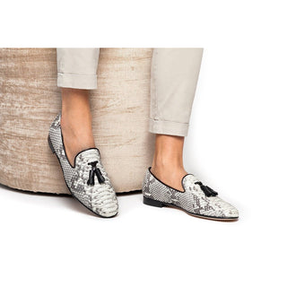 SUPERGLAMOUROUS Dominique Men's Shoes Stone Exotic Python Tassels Loafers (SPGM1090)-AmbrogioShoes
