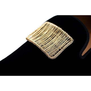 SUPERGLAMOUROUS Godiva Velour Men's Shoes Black Velvet Slip-On Slipper Loafers (SPGM1266)-AmbrogioShoes