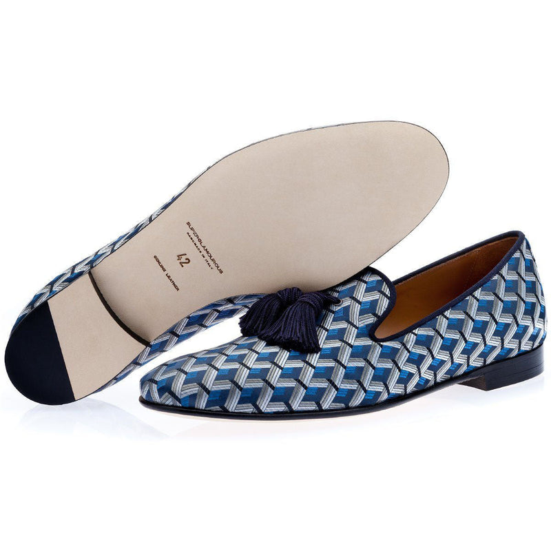 SUPERGLAMOUROUS Louis Labaria Men's Shoes Navy Jacquard Canvas Tassels –  AmbrogioShoes