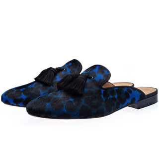 SUPERGLAMOUROUS Louis Men's Shoes Ocean Leopard Print / Pony Mules (SPGM1277)-AmbrogioShoes