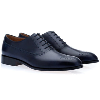 SUPERGLAMOUROUS Masterclass Radica Men's Shoes Navy Calf-Skin Leather Lace-Up Oxfords (SPGM1086)-AmbrogioShoes
