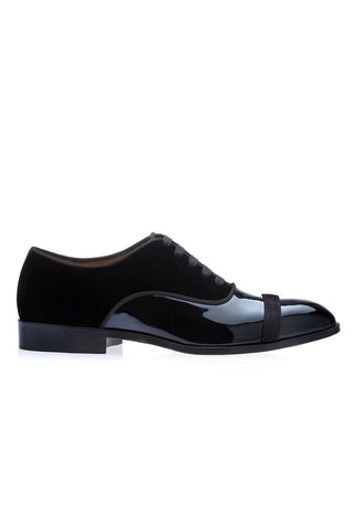 SUPERGLAMOUROUS Mathis Multi Black Velvet / Patent Formal Oxfords (SPGMS1024)-AmbrogioShoes