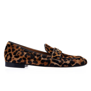 SUPERGLAMOUROUS Morris Orange & Black Leopard Print / Pony Horsebit Loafers (SPGM1005)-AmbrogioShoes