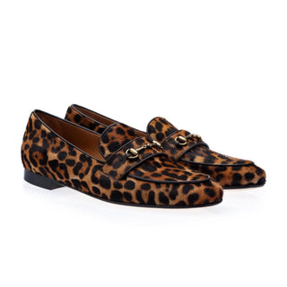 SUPERGLAMOUROUS Morris Orange & Black Leopard Print / Pony Horsebit Loafers (SPGM1005)-AmbrogioShoes