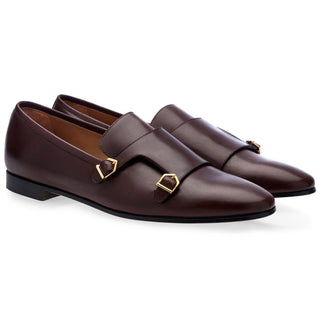 SUPERGLAMOUROUS Odilon Men's Shoes Cocoa Nappa Leather Monk-Straps Loafers (SPGM1125)-AmbrogioShoes