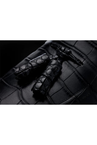 SUPERGLAMOUROUS Philippe Mississippi Black Exotic Alligator Skate Tassels Sneakers (SPGM1109)-AmbrogioShoes