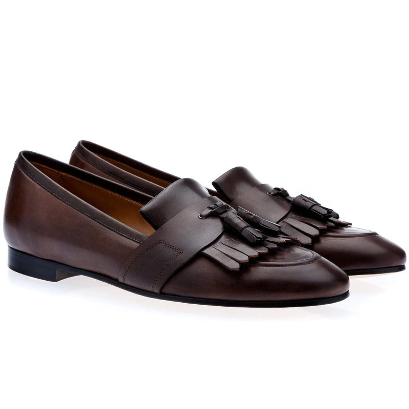 Super Glamourous Romeo Toledo Men's Shoes Cocoa Calf-Skin Leather Tassels Loafers (SPGM1052)-AmbrogioShoes