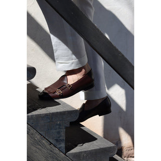 SUPERGLAMOUROUS TANGERINE 7.1 Nappa Leather Double Monk-Strap Belgian Loafers (SPGM1164)-AmbrogioShoes