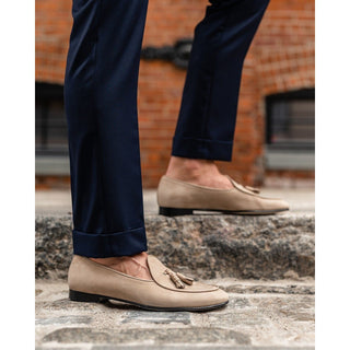 SUPERGLAMOUROUS Tangerine 2 Taupe Nabuk Leather Belgian Loafers (SPGM1147)-AmbrogioShoes