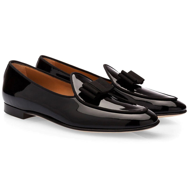 Super Glamourous Tangerine 3 Men's Shoes Black Patent Leather Belgian Loafers (SPGM1020)-AmbrogioShoes