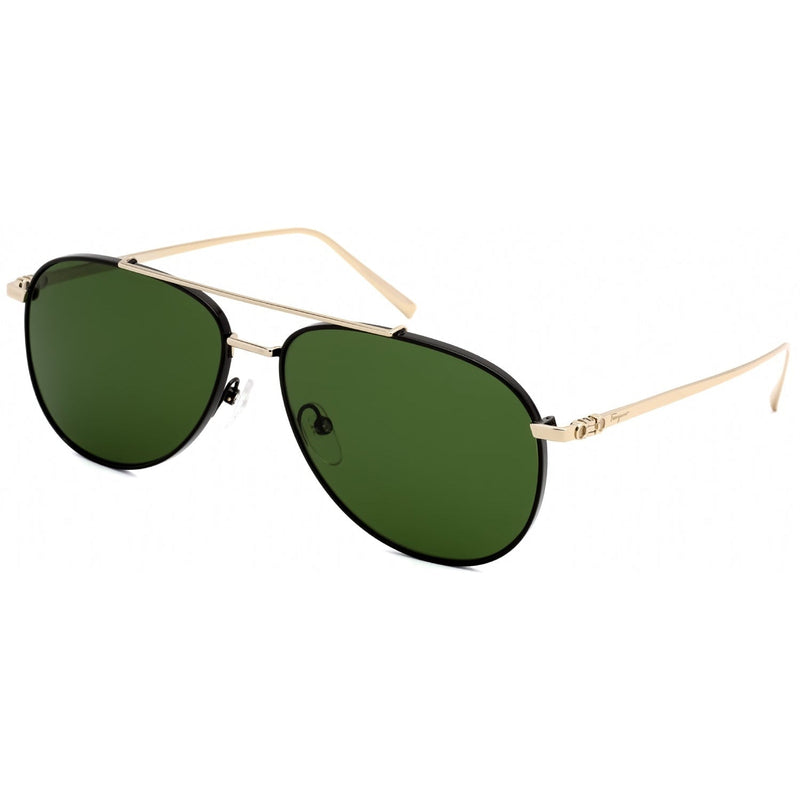 Salvatore Ferragamo SF201S Sunglasses Shiny Gold/Black / Green-AmbrogioShoes