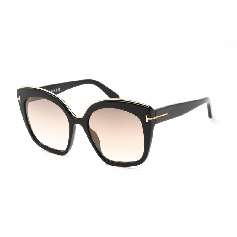 Tom Ford FT0944 Chantalle Sunglasses Shiny Black / Brown Mirror Women's (S)-AmbrogioShoes