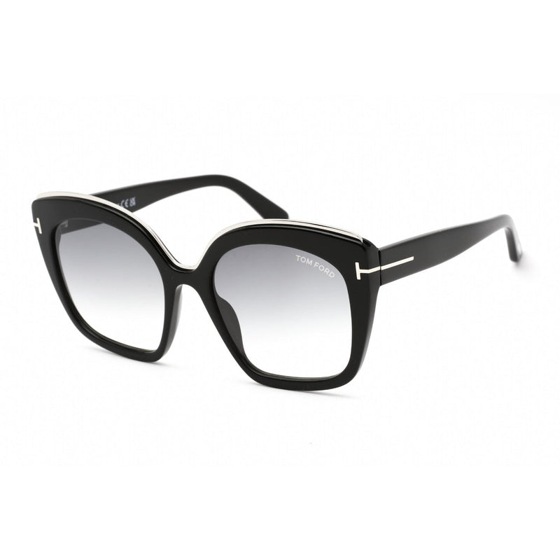 Tom Ford FT0944 Chantalle Sunglasses Shiny Black / Gradient Smoke Women's (S)-AmbrogioShoes