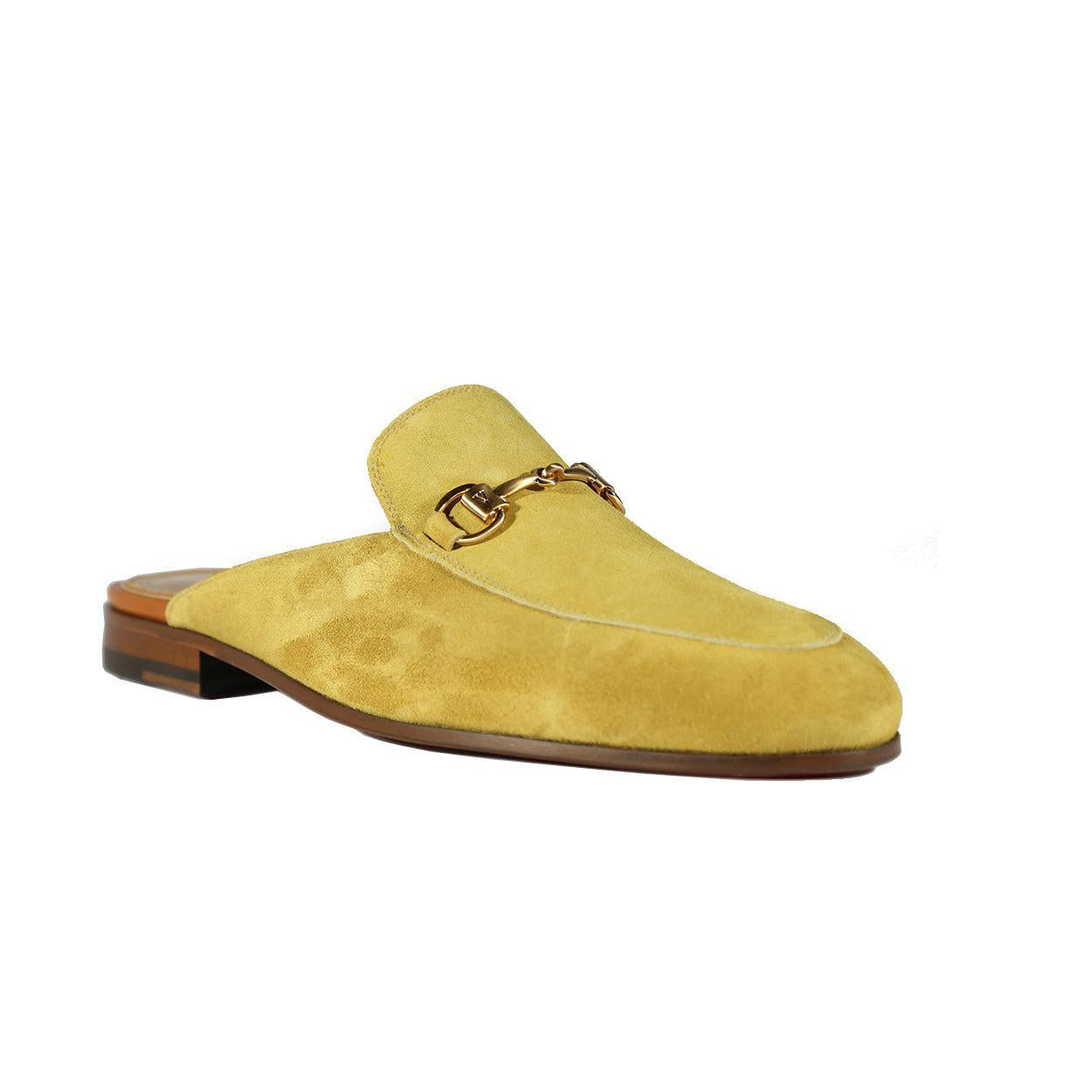 Valentino 19700 Golden Lime Suede Leather Slipper Mules (VAL1003