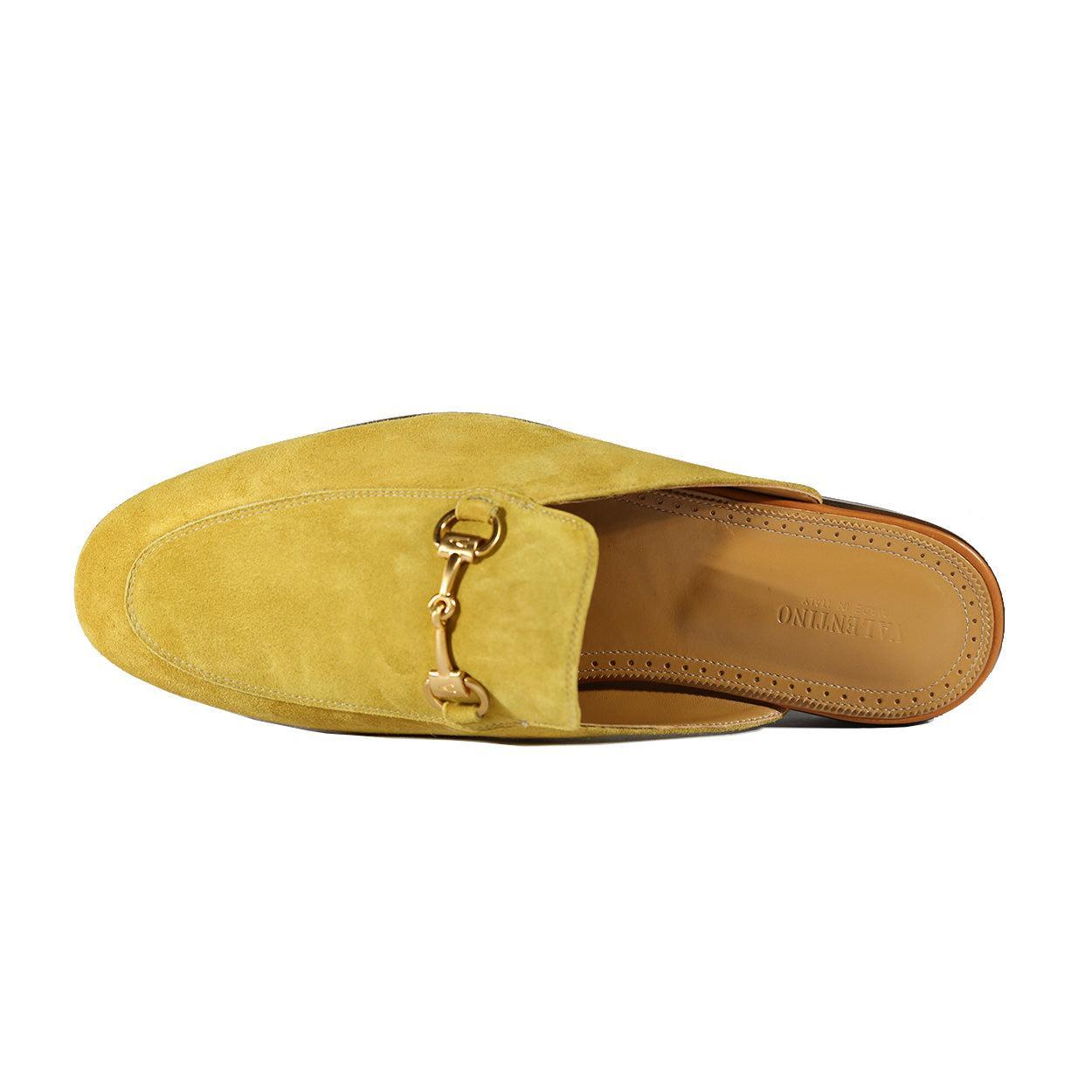 Valentino 19700 Golden Lime Suede Leather Slipper Mules (VAL1003