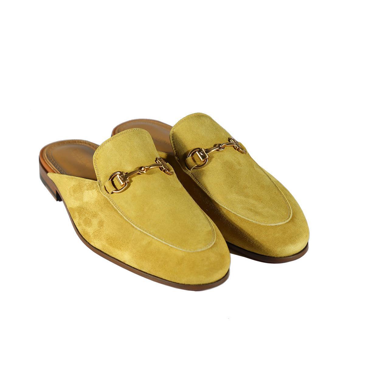 Valentino 19700 Golden Lime Suede Leather Slipper Mules (VAL1003
