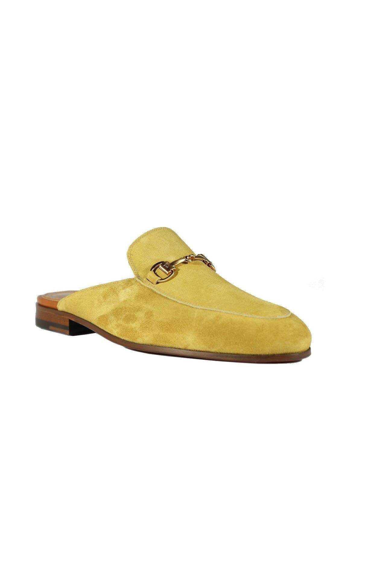 Valentino 19700 Golden Lime Suede Slipper Mules (VAL1003