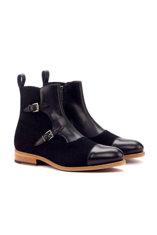 Ambrogio Black Suede / Calf-Skin Leather Atticus Double Boots (AMB1449)-AmbrogioShoes
