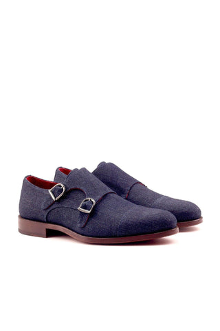 Ambrogio Blue Jeans Sartorial Monk-Straps Loafers (AMB1367)-AmbrogioShoes