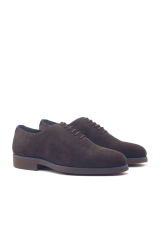 Ambrogio Handmade Men's Handmade Custom Made Shoes Navy & Brown Lux Suede Oxfords (AMB1289)-AmbrogioShoes