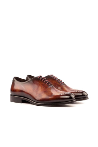 Ambrogio Handmade Men's Handmade Custom Made Shoes Orange Fire Patina Leather Oxfords (AMB1296)-AmbrogioShoes