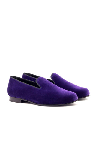 Ambrogio Handmade Men's Handmade Custom Made Shoes Purple Velvet Wellington Loafers (AMB1310)-AmbrogioShoes