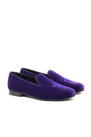 Ambrogio Handmade Men's Handmade Custom Made Shoes Purple Velvet Wellington Slip-On Loafers (AMB1316)-AmbrogioShoes