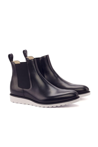 Ambrogio Men's Handmade Custom Made Shoes Black Calf-Skin Leather Chelsea Boots (AMB1015)-AmbrogioShoes