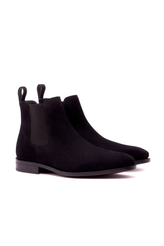 Ambrogio Men's Handmade Custom Made Shoes Black Suede Chelsea Boots (AMB1013)-AmbrogioShoes