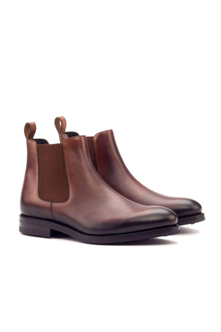Ambrogio Men's Handmade Custom Made Shoes Brown Calf-Skin Leather Chelsea Boots (AMB1043)-AmbrogioShoes