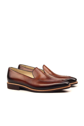 Ambrogio Men's Handmade Custom Made Shoes Brown Calf-Skin Leather Slip-On Loafers (AMB1068)-AmbrogioShoes