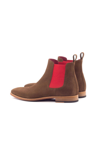 Ambrogio Men's Handmade Custom Made Shoes Brown Lux Suede Chelsea Boots (AMB1093)-AmbrogioShoes