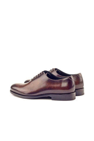 Ambrogio Men's Handmade Custom Made Shoes Brown Patina Leather Whole-Cut Plain Oxfords (AMB1136)-AmbrogioShoes