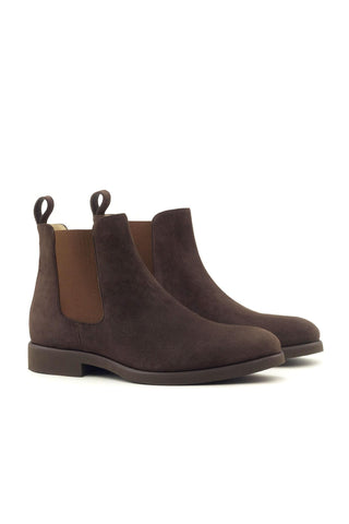 Ambrogio Men's Handmade Custom Made Shoes Brown Suede Chelsea Boots (AMB1011)-AmbrogioShoes