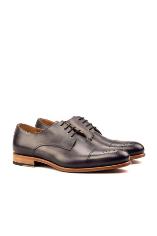 Ambrogio Men's Handmade Custom Made Shoes Gray Calf-Skin Leather Derby (AMB1067)-AmbrogioShoes
