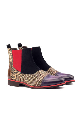 Ambrogio Men's Handmade Custom Made Shoes Multi-Color / Texture Patina Leather Chelsea Boots (AMB1039)-AmbrogioShoes