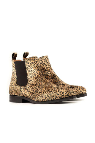 Ambrogio Men's Handmade Custom Made Shoes Tan Leopard Texture Chelsea Boots (AMB1047)-AmbrogioShoes