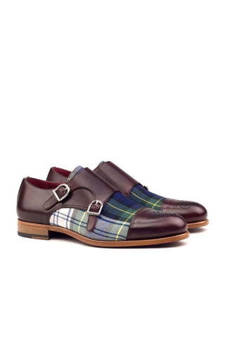 Ambrogio Multi Color Fabric / Calf-Skin Leather Monk-Straps Loafers (AMB1393)-AmbrogioShoes
