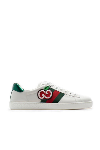 Gucci 611376 Ace White GG Apple Calf-Skin Leather Sneakers (GGM1717)-AmbrogioShoes