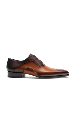 Magnanni 20120 Sanchez II Two-Tone Brown Grabado Print / Calf-Skin Leather Oxfords (MAGS1004)-AmbrogioShoes