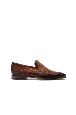 Magnanni 22702 Herrera Brown Woven Leather Slip-On Loafers (MAGS1009)-AmbrogioShoes