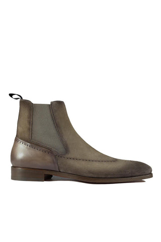 Magnanni 23501 Safari Gray Suede / Patina Leather Chelsea Boots (MAGS1086)-AmbrogioShoes